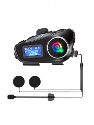 Q58-max Radyolu 2 Kişi Bağlantılı Bluetooth Kask Kulaklık Ekranlı Fenerli Müzik Ve Telsiz Intercom