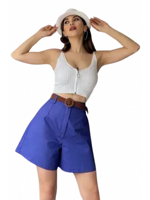 Modern Kemerli Mom Şort