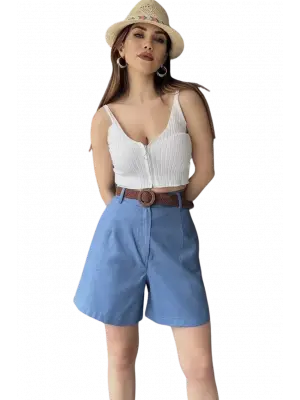 Cool Kemerli Mom Şort