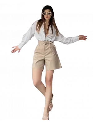 Modern Kemerli Mom Şort