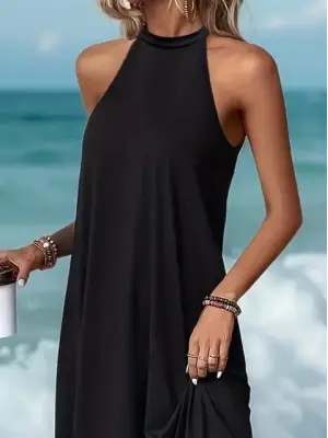 Omarı Rahat Kesim Daire Yakalı Elbise