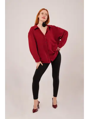Omarı Rahat Kesim Bordo Gömlek