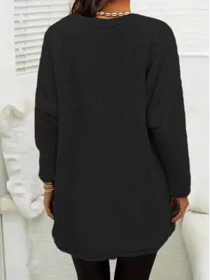 Omarı Sıcacık Peluş Bluz - Kadın Uzun Kollu