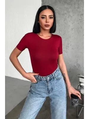 Omarı Rahat ve Şık Kısa Kollu Viskon Penye Body