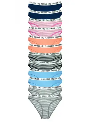 Omarı Yazılı Pamuk Kadın Külot Seti