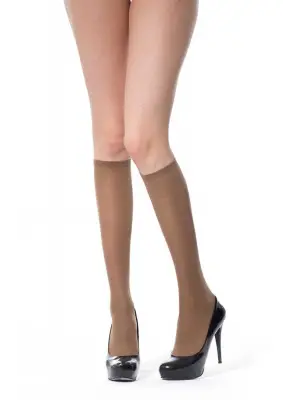 Omarı Kalın Dizaltı Çoraplar - 6 Adet 70 Denye Bronz Renkli