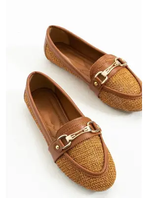 Omarı Su Geçirmez Taba Renkli Babet Ayakkabı