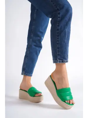 Yeşil Dolgu Topuklu Ayakkabı Kadın Ayakkabı