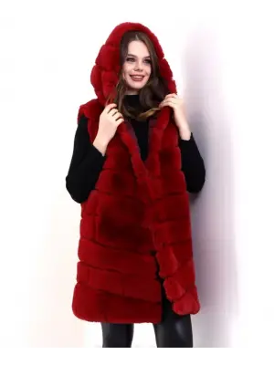 Kırmızı Kapüşonlu Yelek - Sokak Tarzı