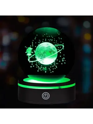 Renk Değiştiren Satürnlü Kız Dönen Cam Küre