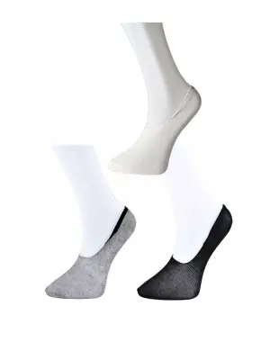 Omarı Siyah Gri ve Beyaz Kadın Babet Çorap Seti 12li