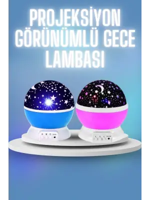 Renkli Yıldızlı Gökyüzü Projeksiyon Gece Lambası Pilli Ve Usb Kablolu