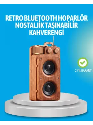 Retro Bluetooth Hoparlör Ahşap Görünümlü 5w Çift Stereo Ses