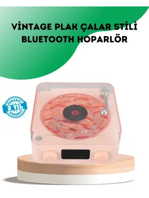 Retro Bluetooth Hoparlör – Kristal Ses, Gece Lambası, Saatli Tasarım