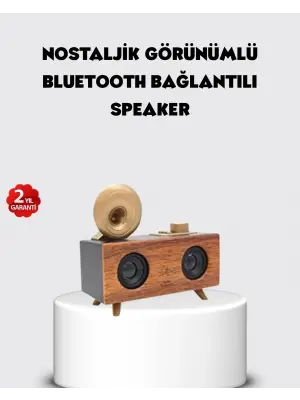 Retro Gramofon Tasarımlı Bluetooth Hoparlör – 3d Stereo Ses, 1800 Mah Batarya