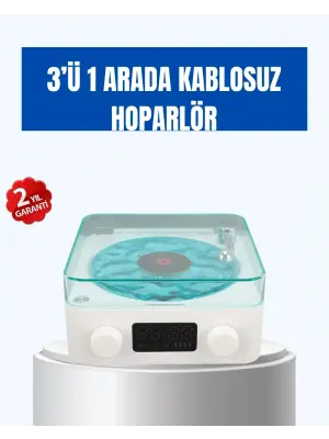 Retro Tasarımlı Gece Lambalı Bluetooth Hoparlör – Saat Ve Pil Göstergeli