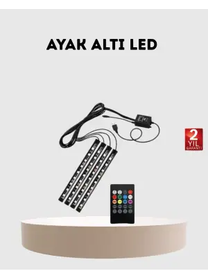 Rgb Araç İçi Led Aydınlatma 12v 48 Led Müzik Kontrollü 4 Şerit Set