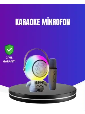 Rgb Işıklı Astronot Bluetooth Hoparlör Karaoke Mikrofonlu