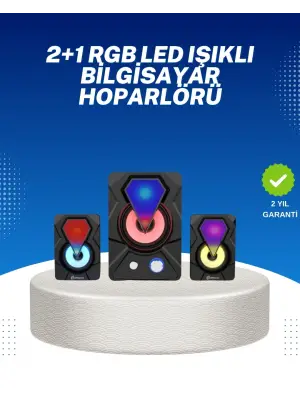 Rgb Işıklı Usb Hoparlör Seti 9w Çıkış Gücü Derin Bas