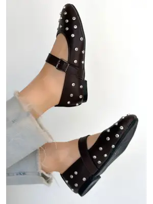 Ritta Kahverengi Cilt Kemerli Babet Ayakkabı