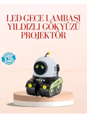 Robot Tasarımlı Bluetooth Hoparlörlü Yıldızlı Gökyüzü Projektör