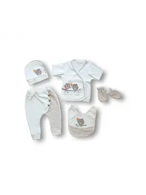 Romantik Baykuş Nakışlı Zıbın Takımı