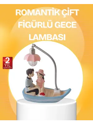 Romantik Çift Figürlü Gece Lambası Sandal Model Sevgiliye Özel Hediye