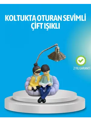 Romantik Çift Figürlü Okuyan Çift Masa Lambası Dekoratif Led Aydınlatma