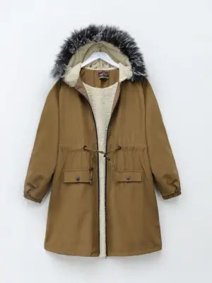 Omarı Şık Kürklü Bondit Kaban -Taba