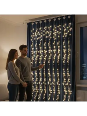 Saçaklı 3*3 Metre Yıldız Boncuklu Dekor Led USB Ev, Oda ve Organizasyon Dekoru hakkında ürün açıklaması