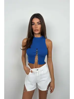 Omarı Taş Detayıyla Eşsiz Crop Bluz