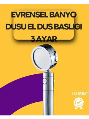 Sağlam Metal Hortum Bağlantılı, 360° Hareketli Duş Başlığı