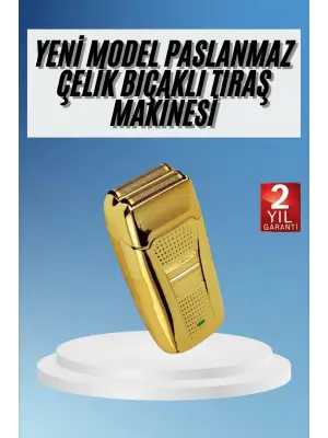 Sakal Kesme Tıraş Makinesi Paslanmaz Çelik Gold Şarjlı