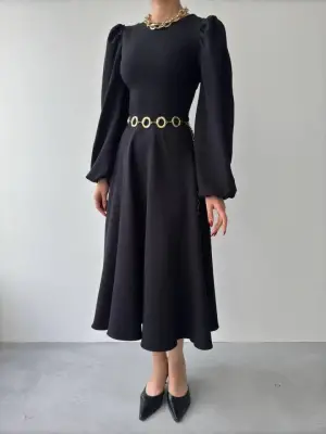 Omarı Zarif Balon Kol Elbise