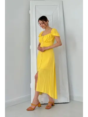 Sarı Prenses Yaka Elbise