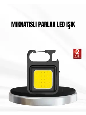 Şarjlı Cob Led Anahtarlık Fener – 4 Modlu, Manyetik Ve Katlanabilir Standlı