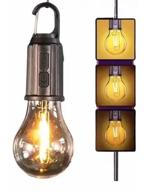 Şarjlı Dekoratif Kamp Lambası Askılı Ampul Led Işık Type-c Girişli