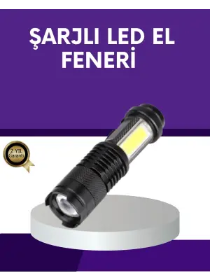 Şarjlı Mini Led El Feneri 2000 Lümen Su Geçirmez