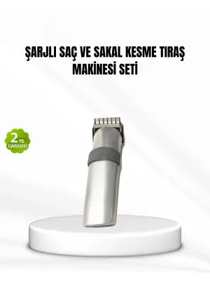 Şarjlı Saç Ve Sakal Kesme Makinesi – Paslanmaz Çelik Bıçak, Ayarlanabilir Başlık