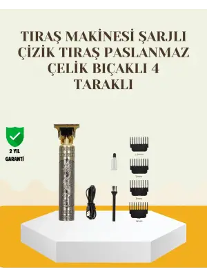 Şarjlı Titanyum Bıçaklı Saç Ve Sakal Kesme Makinesi