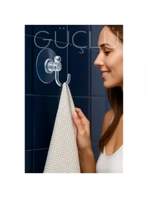 Şeffaf Askılı Vantuz Kanca | Banyo & Mutfak Duvar Askısı (4cm) - 1.36kg Taşıma
