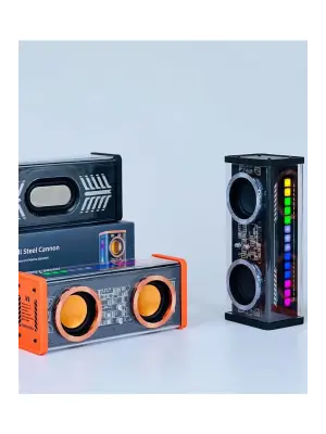 Şeffaf Mecha Müzik Tws Stereo Rgb İşıklı Hoparlör Kablosuz Bluetooth 5.0 Taşınabilir Hoparlör V9