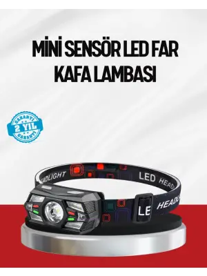 Sensörlü Led Kafa Lambası Kırmızı Beyaz Işık Ayarlanabilir