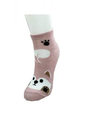 Omarı Sevimli Hayvan Desenli Pamuklu Kadın Bilek Çorapları