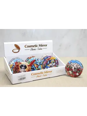 Sevimli Köpek Tasarımıyla Taş İşlemeli İnce El Aynası Yuvarlak Alk4577