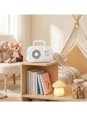 Sevimli Tasarımlı Taşınabilir Radyolu Bluetooth Hoparlör Beyaz