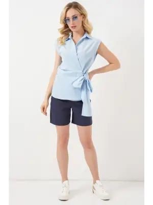 Sıfır Kol Anvelop Gömlek 20343 - Mavi