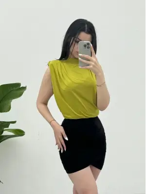 Omarı Vatkalı Sandy Bluz - Yağ Yeşili