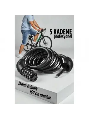 Şifreli Bisiklet Kilidi 16 mm Kalınlık 160 cm Scooter Motosiklet Kilidi - Çelik Kablo