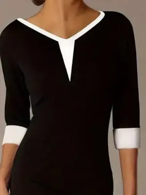 Omarı Şık Blok Renkli Krep Elbise